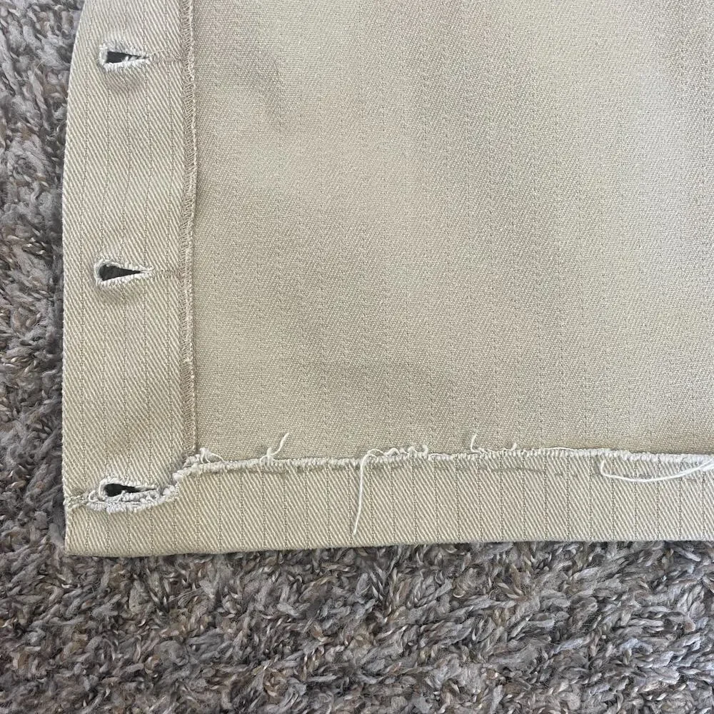Vintage Button Front Skirt Size 10 Khaki Tan Pinstripe Minimal Rodeo Western 90s